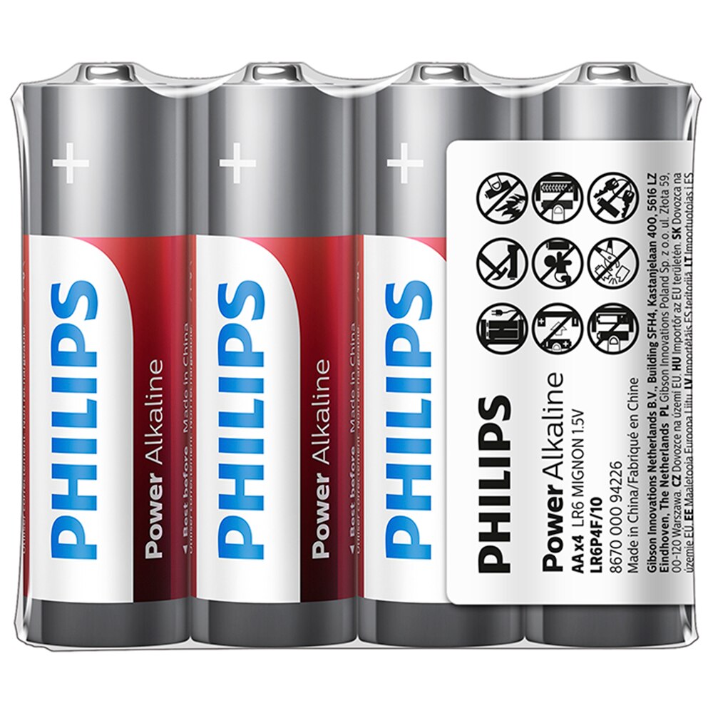 Baterii Philips Power Alkaline AA 4-foil w/ sticker